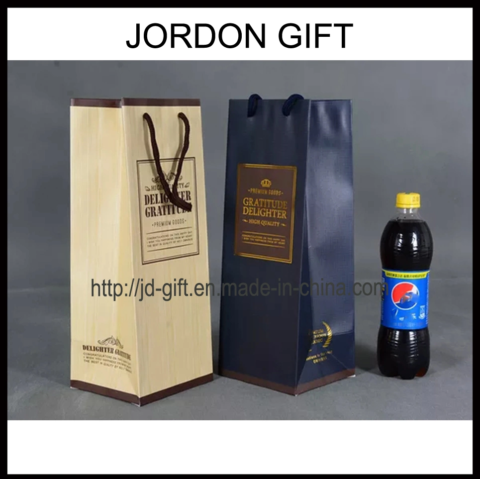 Custom Design Printed Luxury Paper Wine Bottle Packaging Gift Bag