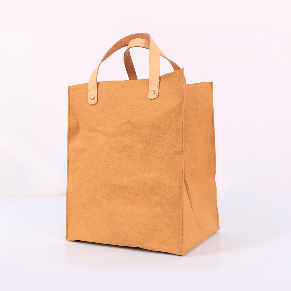 Washable Kraft Paper Tote Grocery Bag for Storage