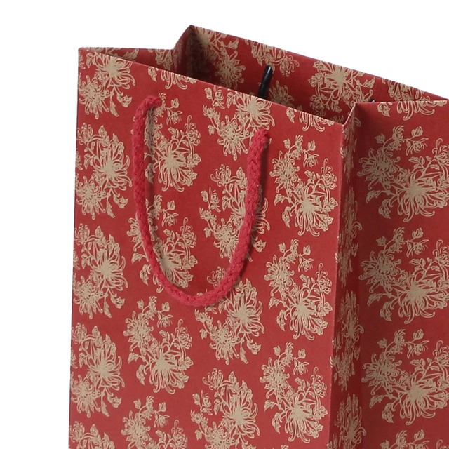 Wholesale Custom Print Logo Eco Friendly Kraft Gift Bags Red 2 Bottle Wine Paper Bag with Cotton Rope Handles