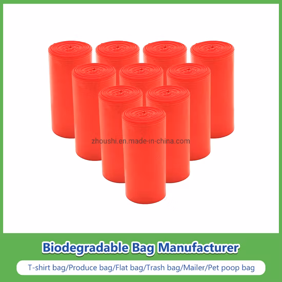 Nueva bolsa de basura de almidón de maíz 100% biodegradable respetuosa con el medio ambiente para la impresión de huecograbado de sellado térmico de cocina de basura