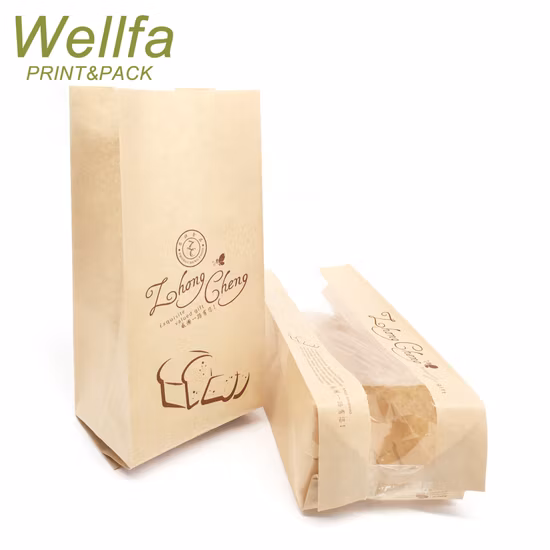 Bolsas de pan Bolsa de comestibles de papel artesanal Bolsa de envasado de alimentos con logotipo