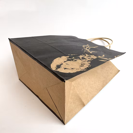 FDA/UE Muestra gratis a medida 100% reciclado Papel Kraft barato Restaurante Regalo Compras Ropa Bolsa de transporte
