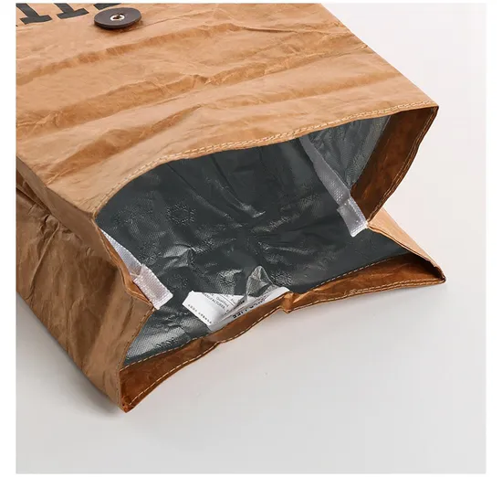 Bolsa de papel con aislamiento Bolsa de papel lavable duradera marrón de alta calidad Bolsa de almuerzo con aislamiento Tyvek