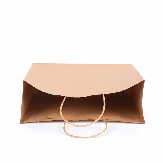 Bolsa de compras de regalo de papel biodegradable de fondo cuadrado Bolsa de papel Kraft marrón